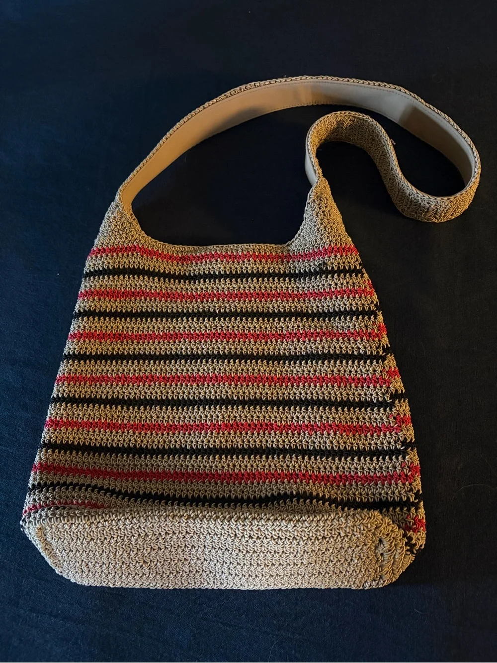 Vintage Villager Liz Claiborne Woven Crochet Hobo Shoulder Bag Purse Y2K Boho.